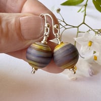 Image 1 of Raku stripe on Mustard Earrings