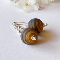 Image 2 of Raku stripe on Mustard Earrings