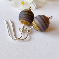 Image 4 of Raku stripe on Mustard Earrings