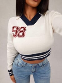 Image 1 of SKYNLYDRESS - Pull court à manches longues à rayures régulières pour femmes en automne/hiver