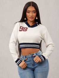 Image 2 of SKYNLYDRESS - Pull court à manches longues à rayures régulières pour femmes en automne/hiver