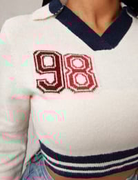 Image 4 of SKYNLYDRESS - Pull court à manches longues à rayures régulières pour femmes en automne/hiver