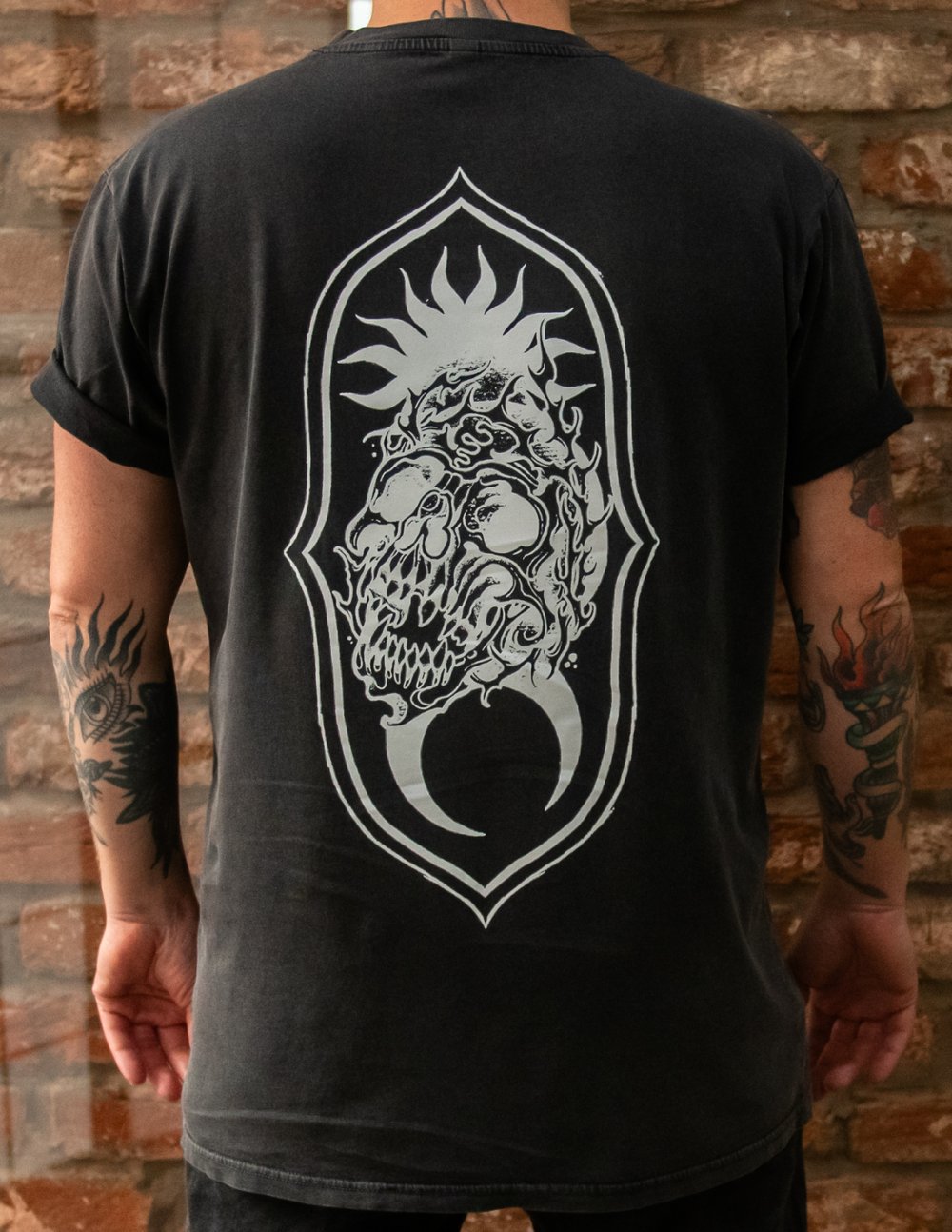 Image of Solar/lunar skull tshirt