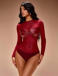 Image 2 of SKYNLYDRESS - Body sexy et décontractée pour femmes en PU bordeaux 