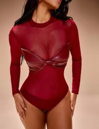 Image 1 of SKYNLYDRESS - Body sexy et décontractée pour femmes en PU bordeaux 