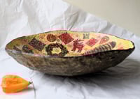 Image 1 of Handmade Christmas Paper Mache Bowl | Festive Decorative Bowl with Holiday Motifs