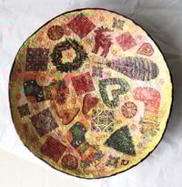 Image 2 of Handmade Christmas Paper Mache Bowl | Festive Decorative Bowl with Holiday Motifs
