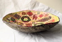 Image 4 of Handmade Christmas Paper Mache Bowl | Festive Decorative Bowl with Holiday Motifs