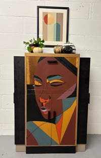 Image 2 of Art Deco Cocktail Bar Drinks Cabinet | Hand-Painted Geometric Design 