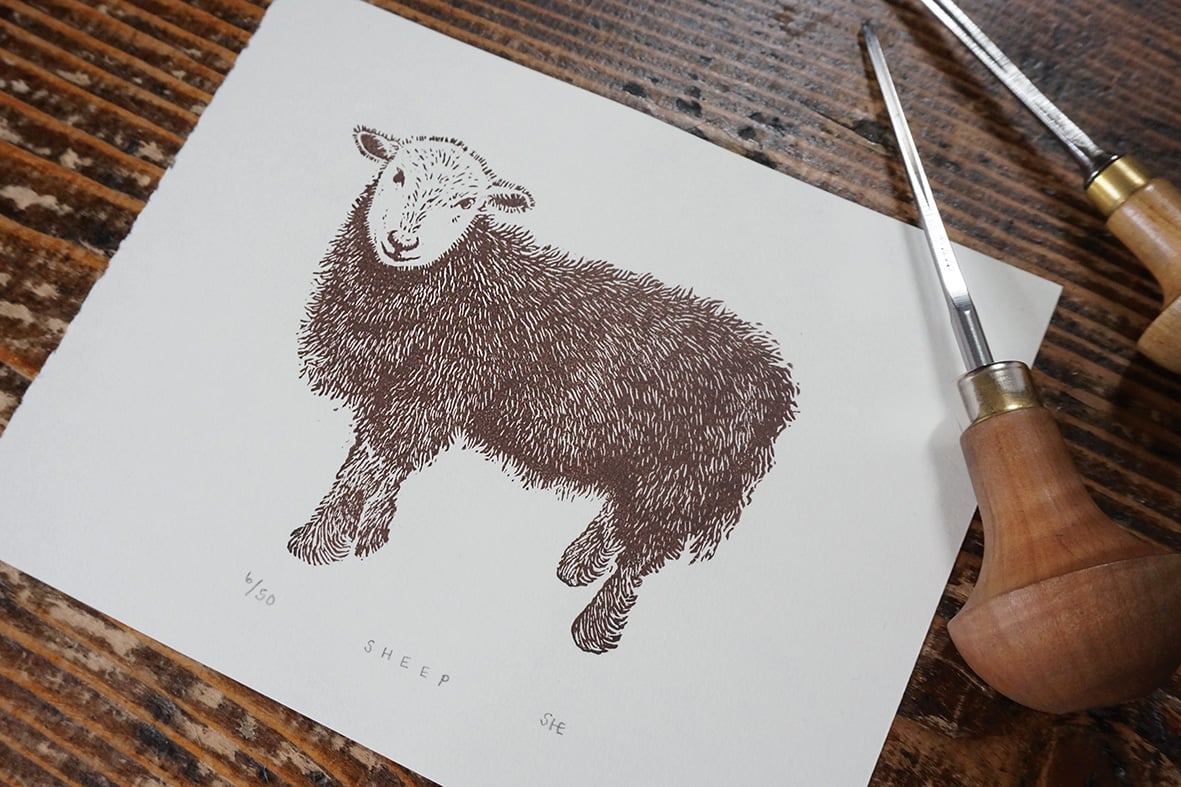 Image of Sheep - Linocut