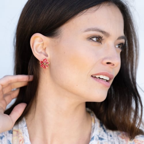 Image of Boucles d'oreilles Aloès émaillées