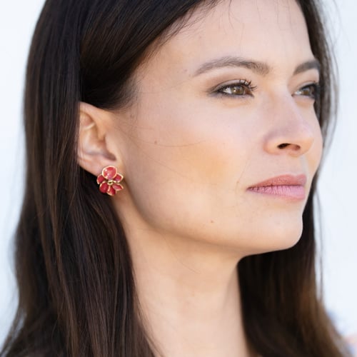 Image of Boucles d'oreilles Aloès émaillées