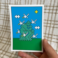Image 1 of The Thinker and 6 Birds Postcard Print
