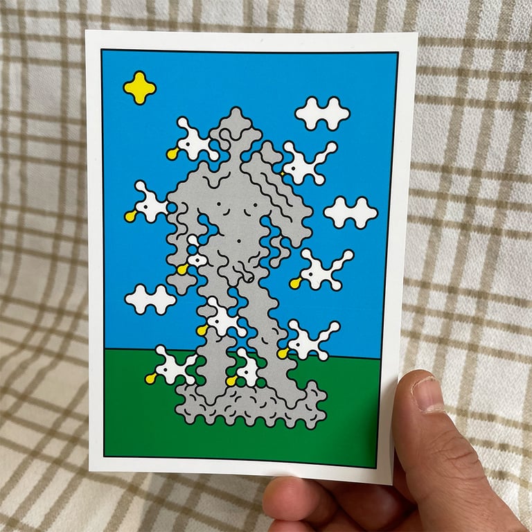 Michaelangelo's David and 9 Birds Postcard Print