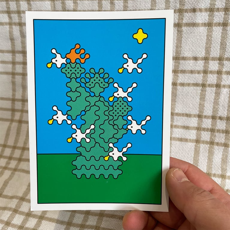 The Statue of Liberty and 7 Birds Postcard Print