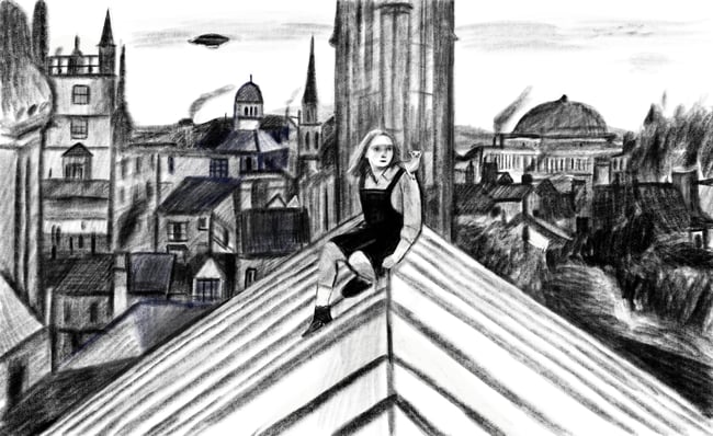 Lyra on the rooftops ~ Giclee print