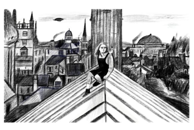 Lyra on the rooftops ~ Giclee print