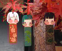 Image 5 of wood girl decoration set - pine, bamboo, plum