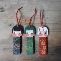 Image 3 of wood girl decoration set - pine, bamboo, plum