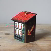 Image 3 of vending machine ornament (red/ kokeshi)