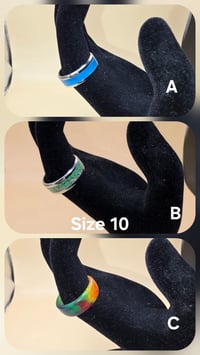 Image 1 of Stainless Steel Crushed Opal Rings (10)