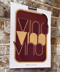 Image 2 of Vino - A3 Gold Foil Print