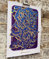 Image 3 of Graffiti Alphabet Gold outline - A3 Gold Foil Print