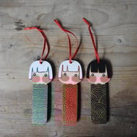 Image 1 of wood girl decoration set - wiggles, dot, waves