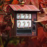 Image 1 of vending machine ornament (purple/ candy canes)