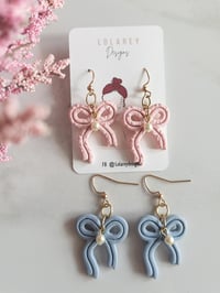 Image 4 of Holiday Coquette Bow Clay Earrings