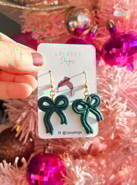 Image 2 of Holiday Coquette Bow Clay Earrings