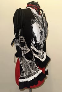Image 2 of “arachnid” print corset princess-sleeve cutsew (black x white)