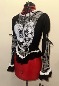 Image 5 of “arachnid” print corset princess-sleeve cutsew (black x white)