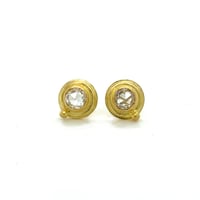 Image 5 of Wire Circle Bezel Rose Cut Diamond Earrings