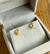 Image 3 of Wire Circle Bezel Rose Cut Diamond Earrings