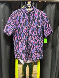 Image 1 of 1980s Life’s A Beach Rare Purple Flame Sm-Med Shirt
