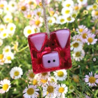 Image 5 of Fused glass pig hanging window decoration ornament pink farm animal