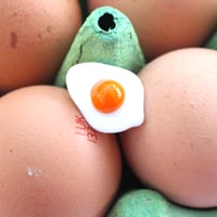 Image 4 of Lampworked Glass Fried Egg Pin Badge Brooch