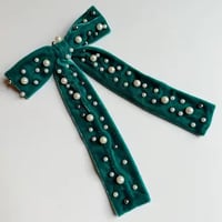Image 3 of Large Pearl Bow Barrette| 3 colors  | anniversary week 