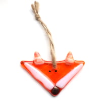 Image 1 of Fox orange fused glass hanging decoration sun catcher ornament bullseye