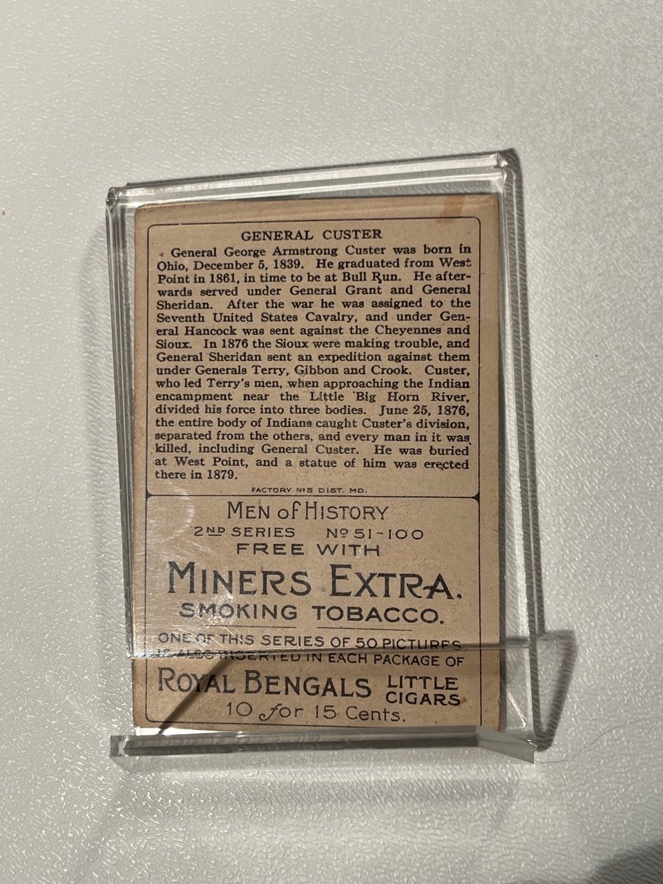 #112-CIVIL WAR SALE: GEORGE ARMSTRONG CUSTER TOBACCO CARD