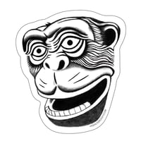 Image 2 of Red Monkey Silkscreen Print on Aged Paper with Free Monkey Sticker - Original Art