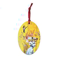 Image 4 of Aurelian - Wooden Ornament - Hinoki Oval Magnet - Holiday Ornament - Mini Wall Art 