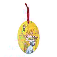 Image 2 of Aurelian - Wooden Ornament - Hinoki Oval Magnet - Holiday Ornament - Mini Wall Art 