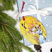 Image 1 of Aurelian - Wooden Ornament - Hinoki Oval Magnet - Holiday Ornament - Mini Wall Art 