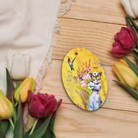 Image 6 of Aurelian - Wooden Ornament - Hinoki Oval Magnet - Holiday Ornament - Mini Wall Art 