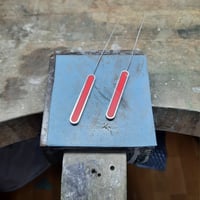 Image 2 of Long Red Line Earrings
