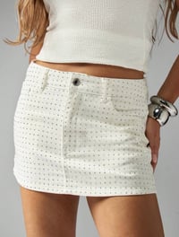 Image 3 of SKYNLYDRESS - Mini-jupe en jean ornée de cristaux, taille haute, jupe en jean 