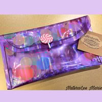 Image 2 of Purple Vinyl Holographic Lollipop and Confetti Party Crasher Large Clutch
