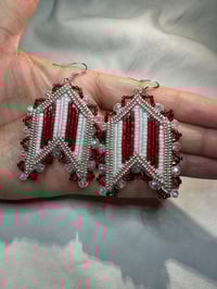 Image 2 of Beaded Christmas Arrow Earrings 